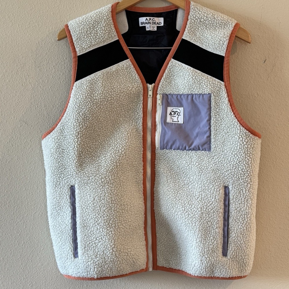 A.P.C. Brain Dead Future Shock Fleece Vest‎ XL Graphic Streetwear Rare